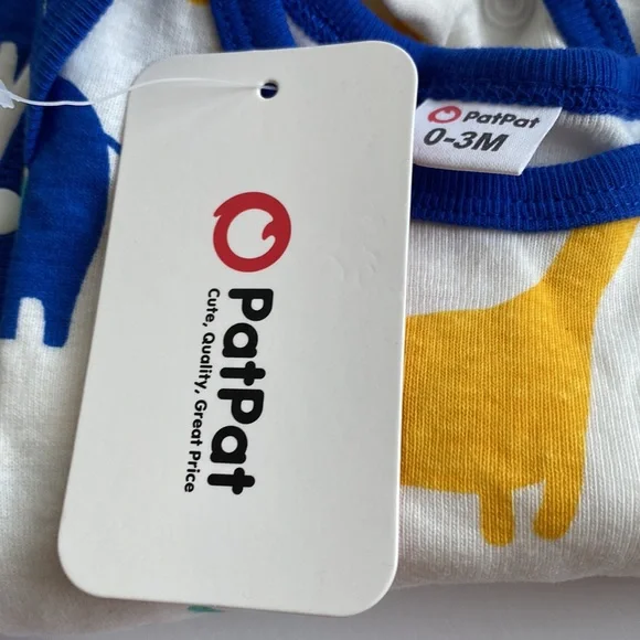 Set Of 3  Rompers 100% Cotton Snap Closures giraffe elephants dinosaurs Unisex. - Picture 10 of 10